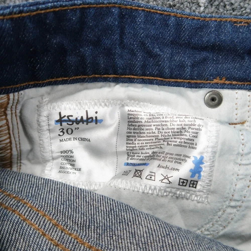 KSUBI Jeans Mens 30x31 Blue Chitch Real Deal Denim Button‎ Fly Tapered